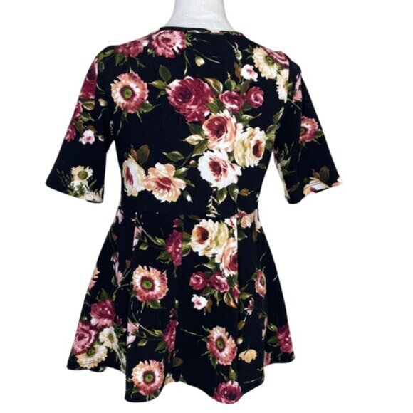 Hello MIZ Womens V-Neck Pink Floral Print Pleated Maternity Blouse Sz M - Picture 2 of 9